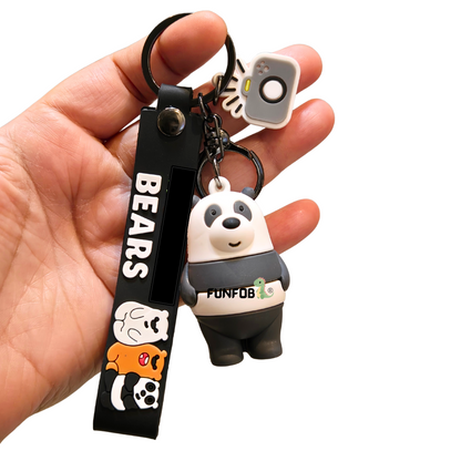 We Bare Bear Keychain With Hook & Strap | Bear Keychain