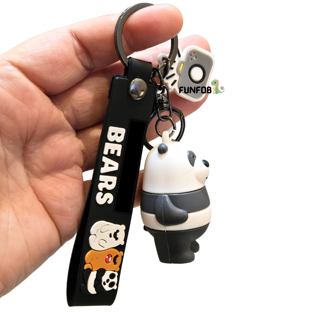 We Bare Bear Keychain With Hook & Strap | Bear Keychain