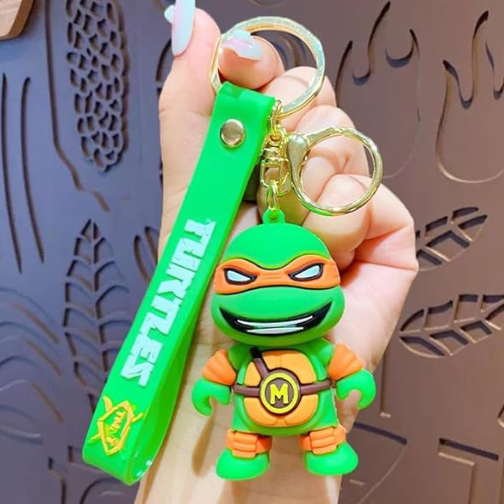 Ninja Turtle Keychain With Hook & Strap |  Ninja Orange